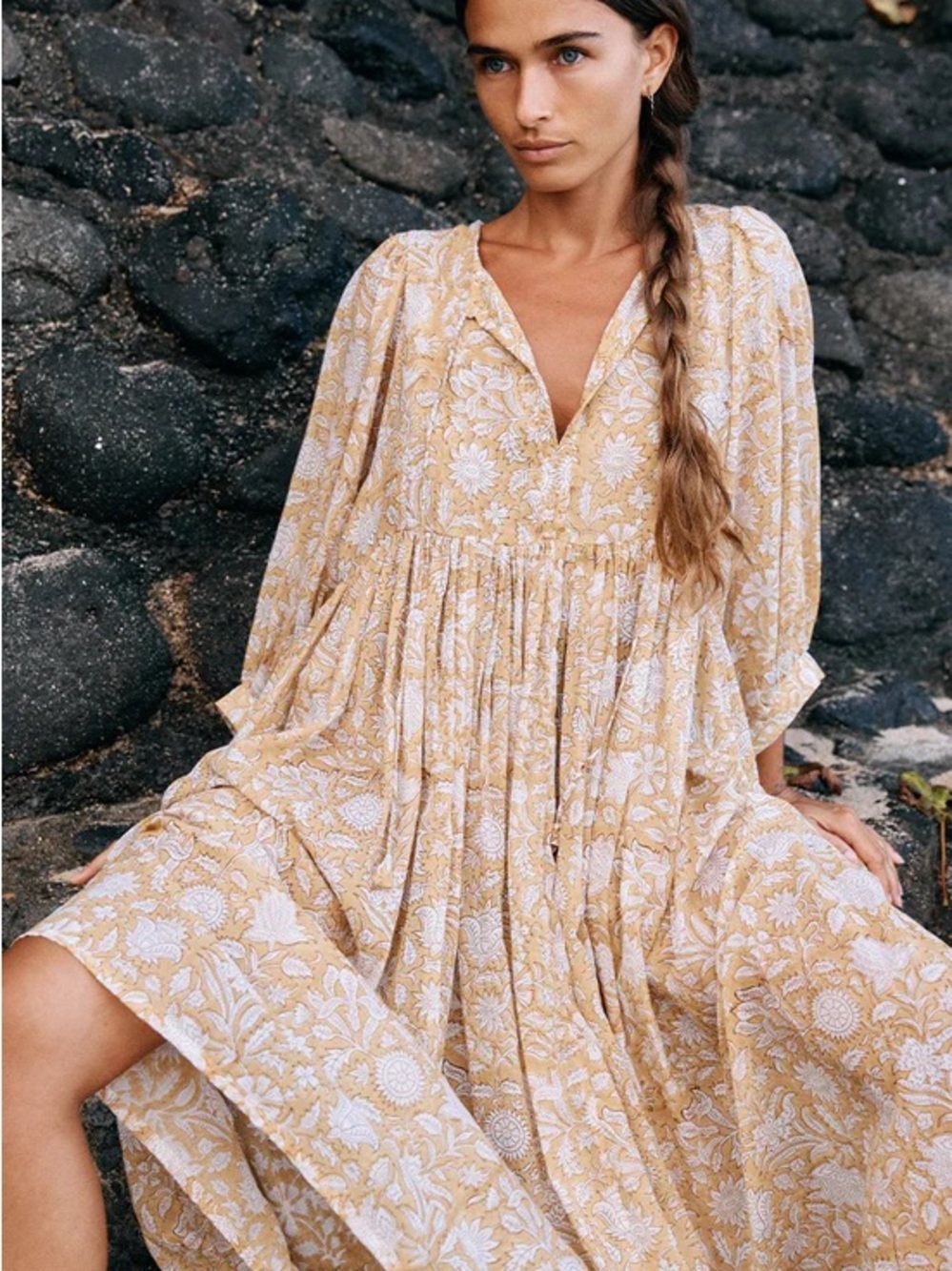 DAUGHTERS OF INDIA KYRA DRESS IN CUMIN SZ S